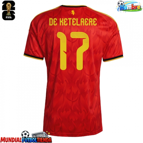 Camiseta Bélgica Charles De Ketelaere #17 Primera Equipación Replica Mundial 2026 mangas cortas